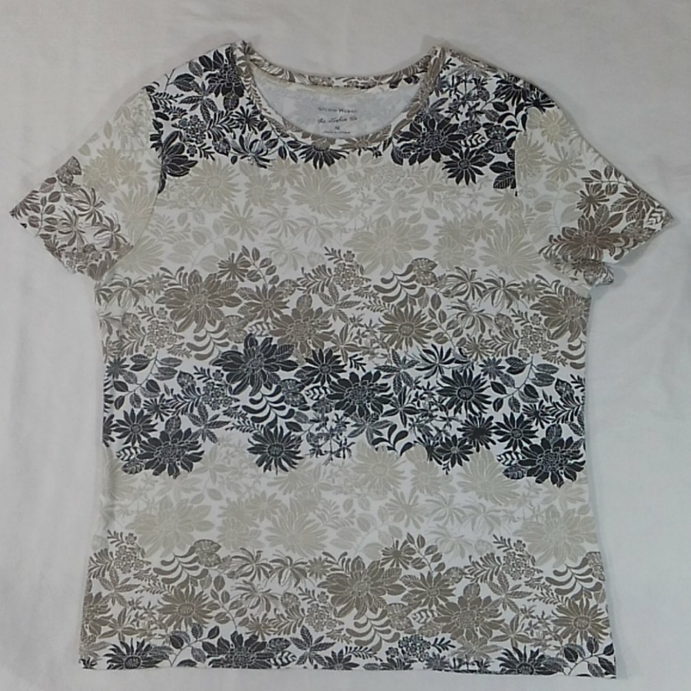 Studio Work Floral Crew Neck Cotton Tee M